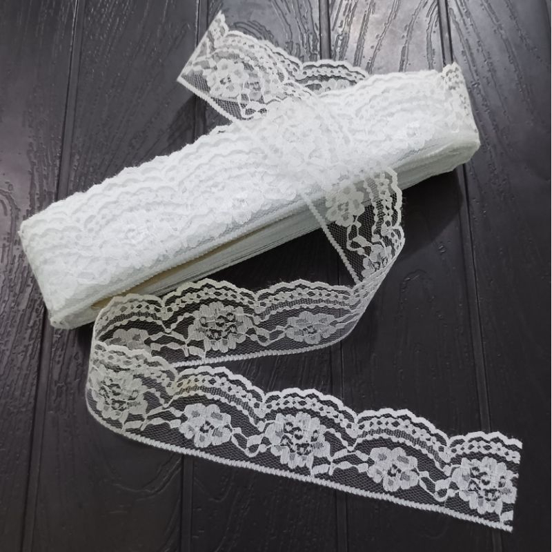 renda air putih 3cm per roll ±25m Murah renda pagar renda kaca bening.. Termurah
