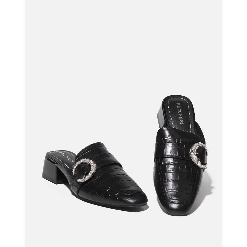 Buccheri sepatu kulit wanita slop hak sedang - BC1003