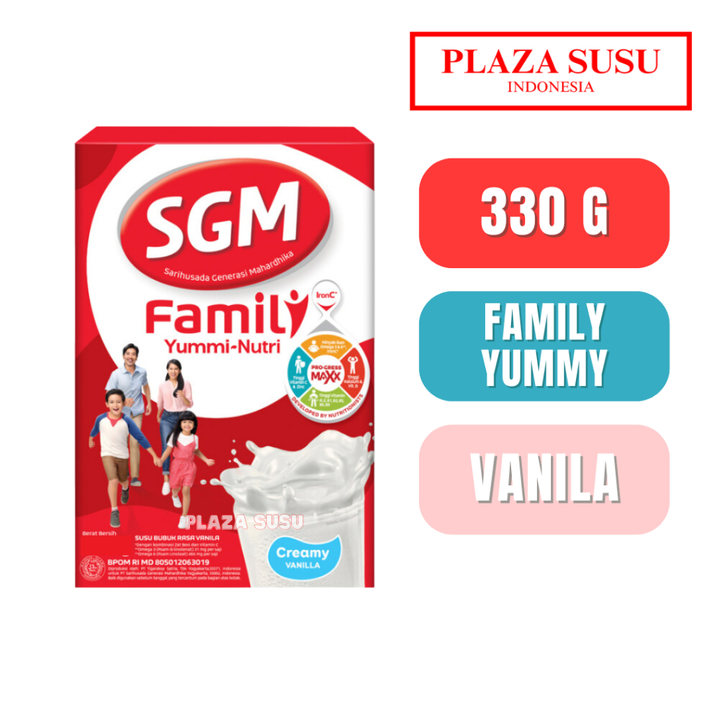 

SGM FAMILY YUMMI NUTRI CREAMY VANILA SUSU KELUARGA 330 G RASA VANILA YUMMY