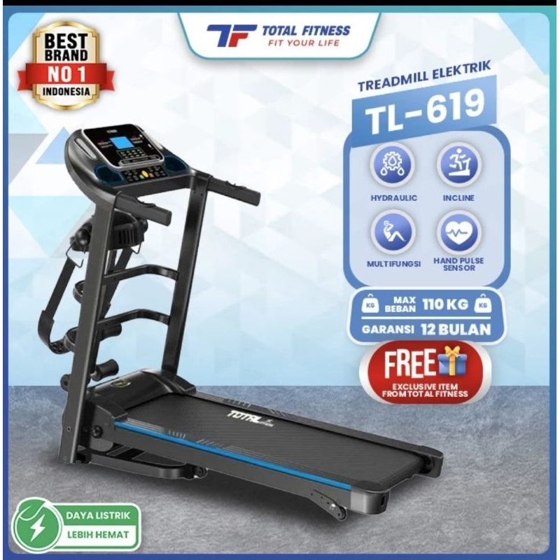 TOTAL FITNESS TREADMILL ELEKTRIK MULTIFUNGSI TL-619 | ALAT FITNESS