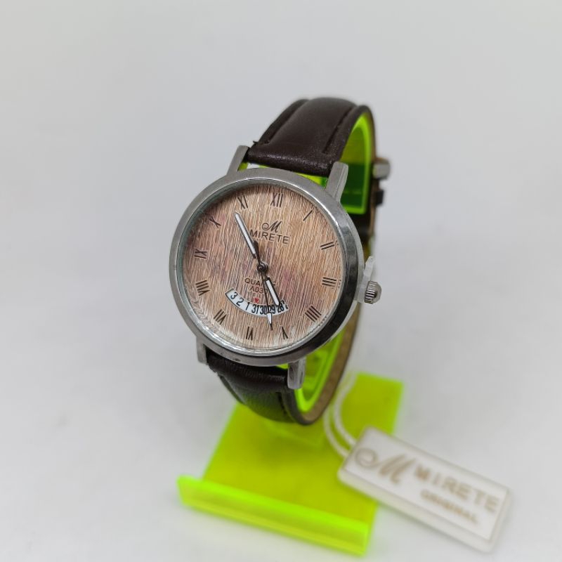 Jam Mirete Cewek Strap Kulit Coklat