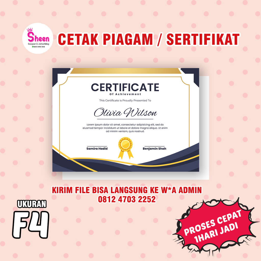 

Cetak Piagam Penghargaan F4