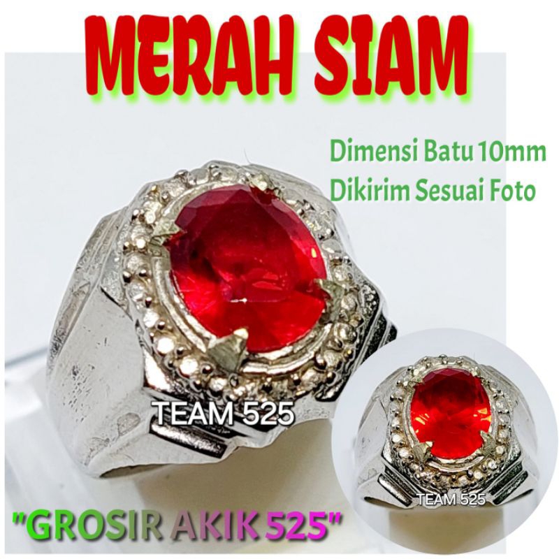 cincin merah siam merah delima / batu akik merah siam cutting