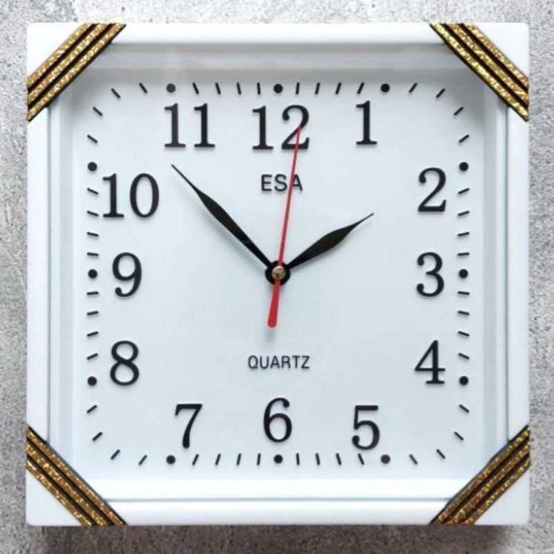 Jam Dinding Esa 150 Minimalis Kotak Jam dinding Murah Unik Bonus Baterai