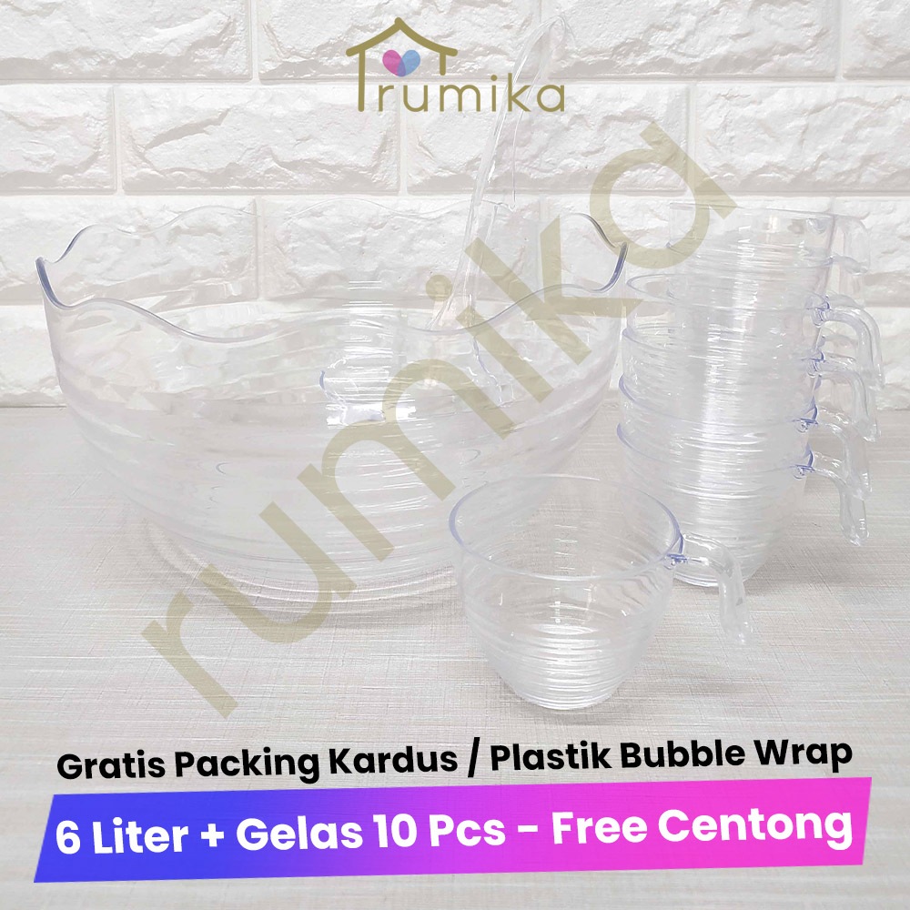 Set Mangkok Es Buah dengan Gelas Cangkir / Mangkuk Es / Mangkuk Buah Acrylic Gratis Centong - Food G