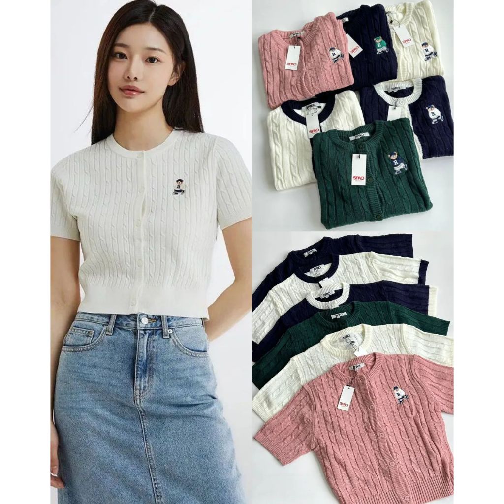Baju Rajut Crop Top Wanita Spao Woody Cable Crop Knit