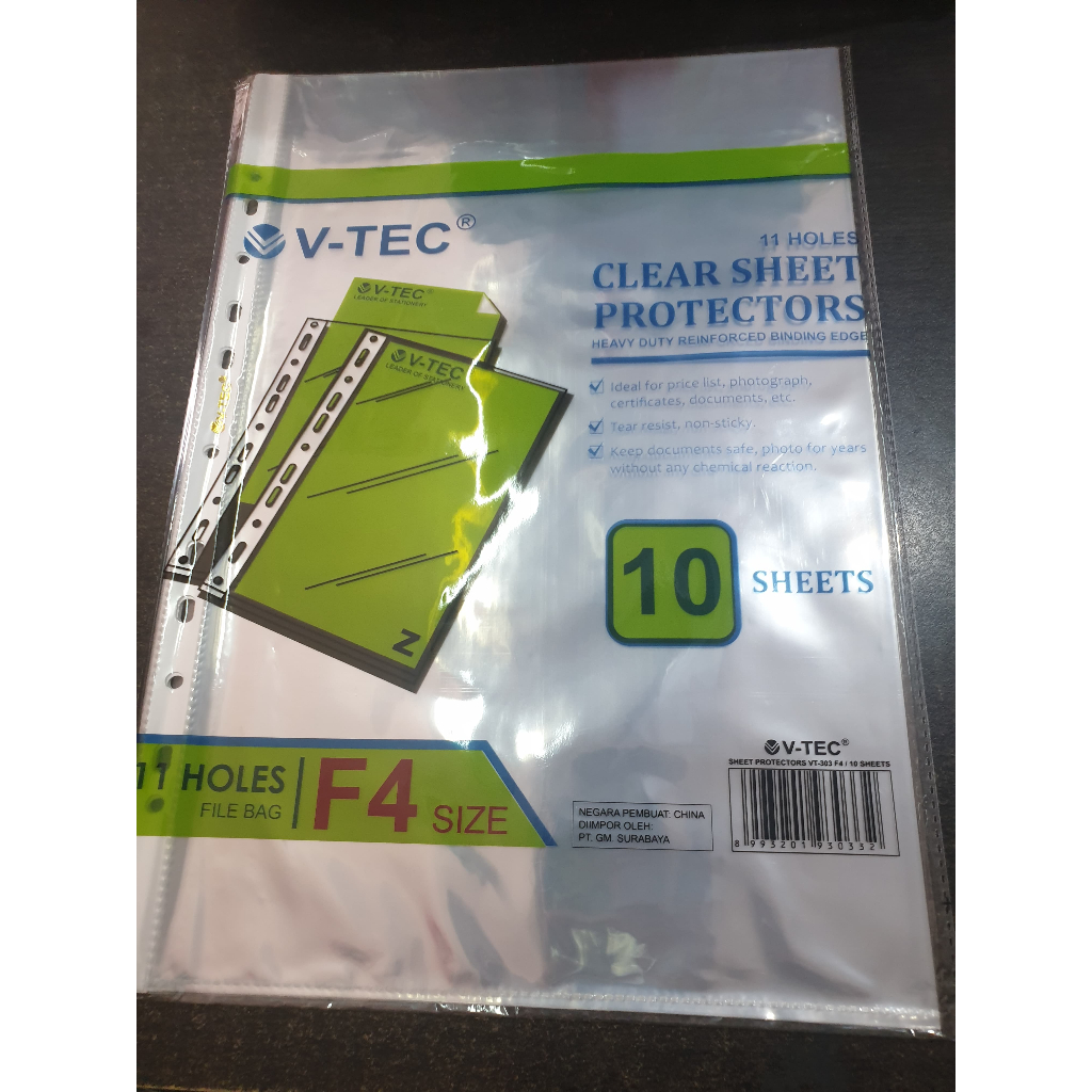 

Map Plastik Clear Sheet Protector V-TEC F4 Pelindung Kertas VTEC Folio