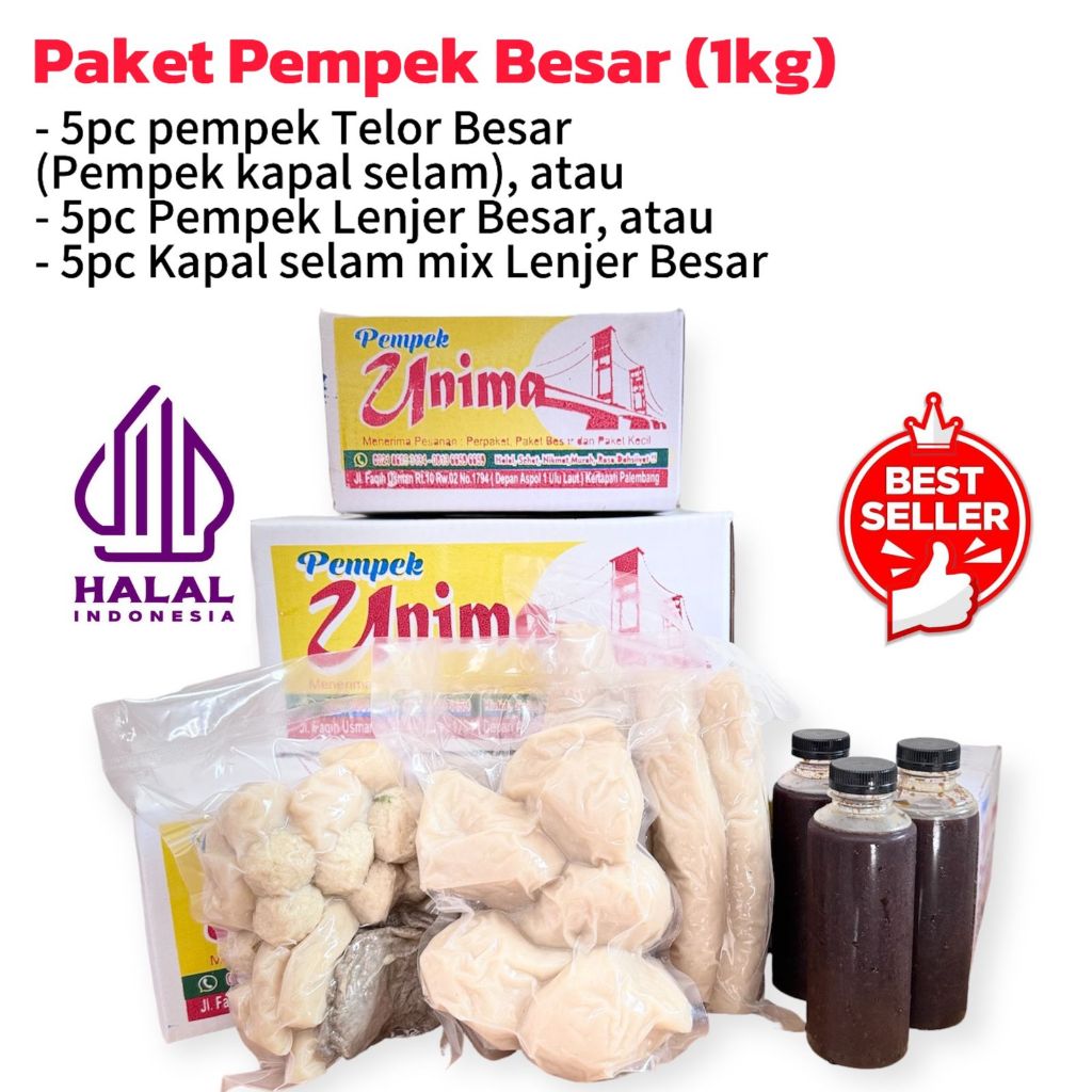 

Paket Pempek Palembang Asli kapal selam Telor telur besar ikan gabus kakap tenggiri VACUM FROZEN