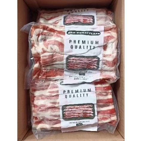 

Premium US beef slice fat shortplate 500gr kemasan vakum HALAL