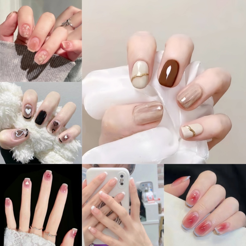 Kuku Palsu Nail Art Kuku Palsu Nail Art + Lem Kuku Palsu Pengantin Kuku Palsu Anak 1 Set Kuku Palsu 