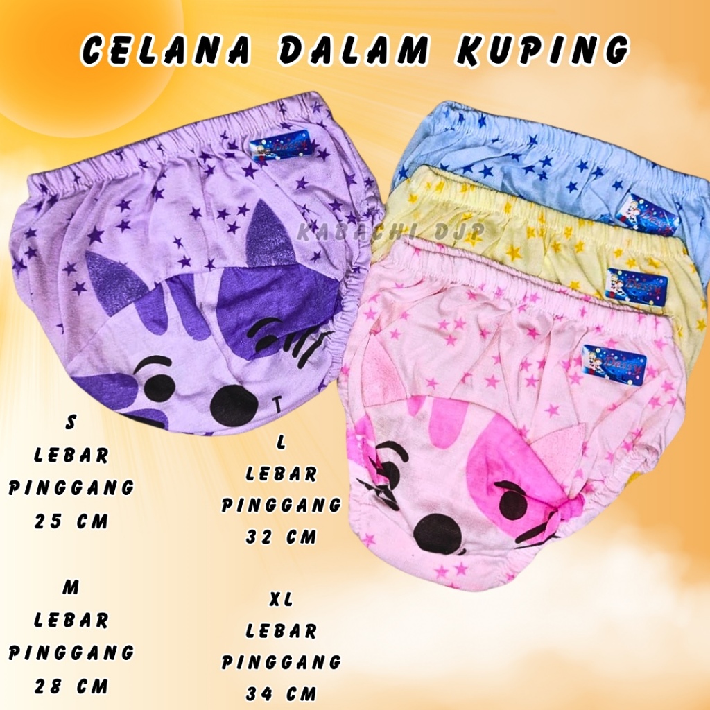 Celana Dalam Anak / Celana Dalam Anak Perempuan / Celana Dalam Anak Cewek Karakter Telinga Usia 1 - 