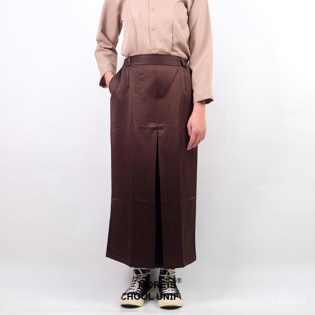 Rok Span Panjang R1 SMP/SMK Seragam Sekolah Coklat Pramuka