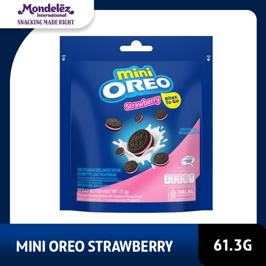 

Mini Oreo Biskuit Strawberry 61.3g Untuk Traveling