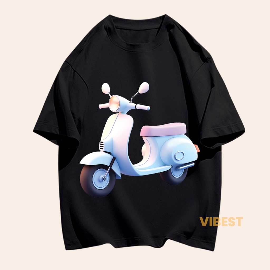 VIBEST Kaos Wanita Lengan Pendek | Atasan Wanita Jumbo - Blue Vespa