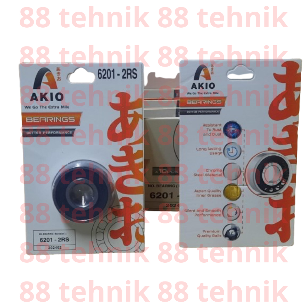 AKIO BEARING 6201 - 2RS / AKIO LAHER 6201 2RS ORIGINAL KEMASAN TERBARU