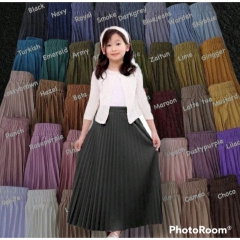 Rok plisket anak import umur 7-10 tahun