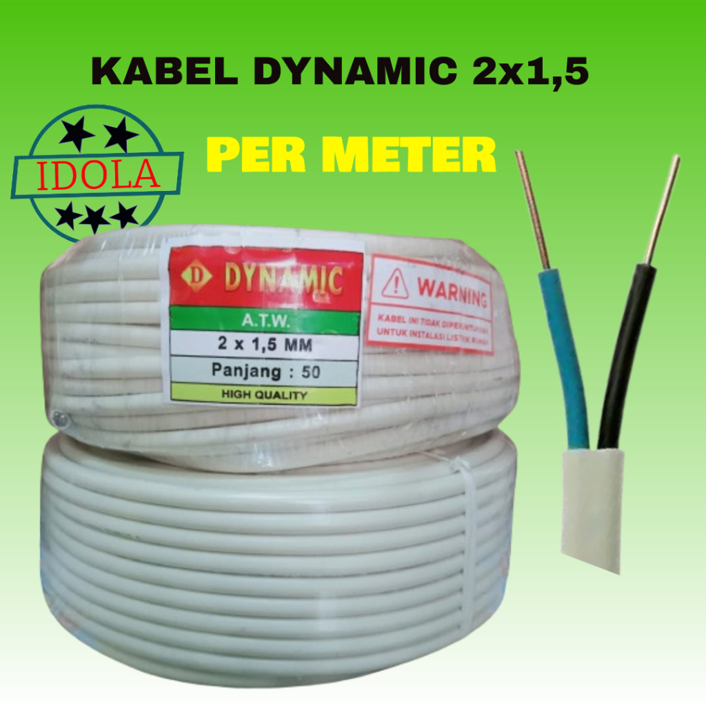 Kabel Listrik ukuran 2 x 1,5 Dinamic Per Rol gulung