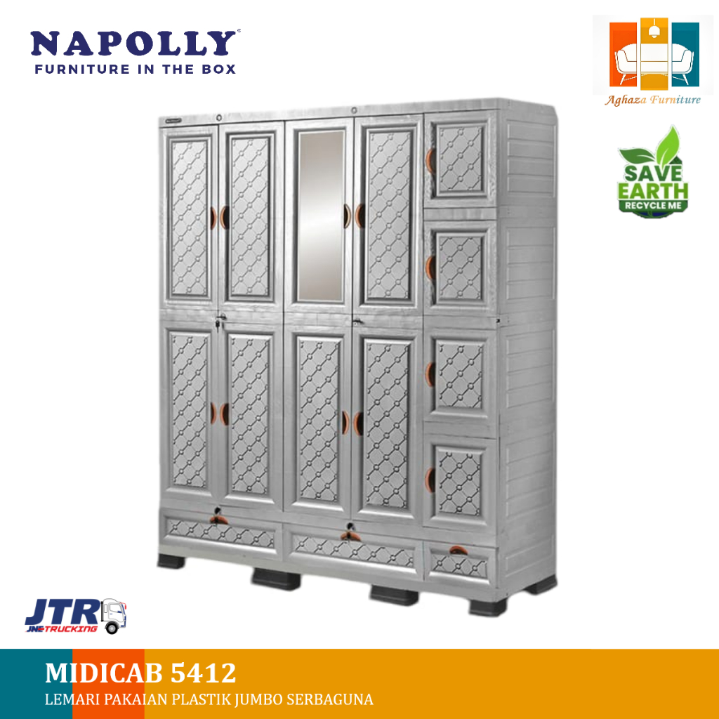 Lemari Pakaian Plastik Napolly 5 Pintu 4Pintu 3 Pintu Jumbo | Lemari Baju Plastik MIDICAB 5412/4408/