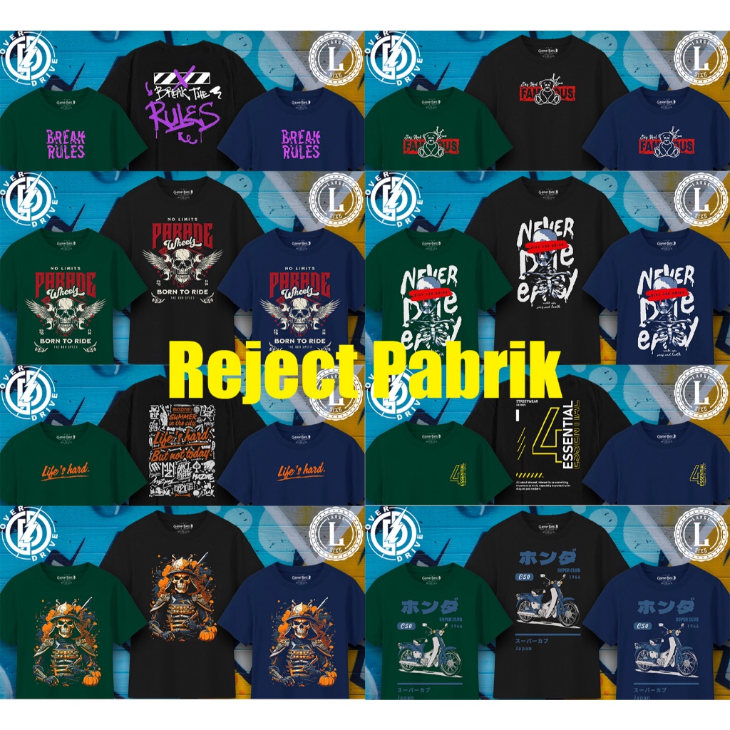kaos reject pabrik oblong distro pria dewasa banyak motif