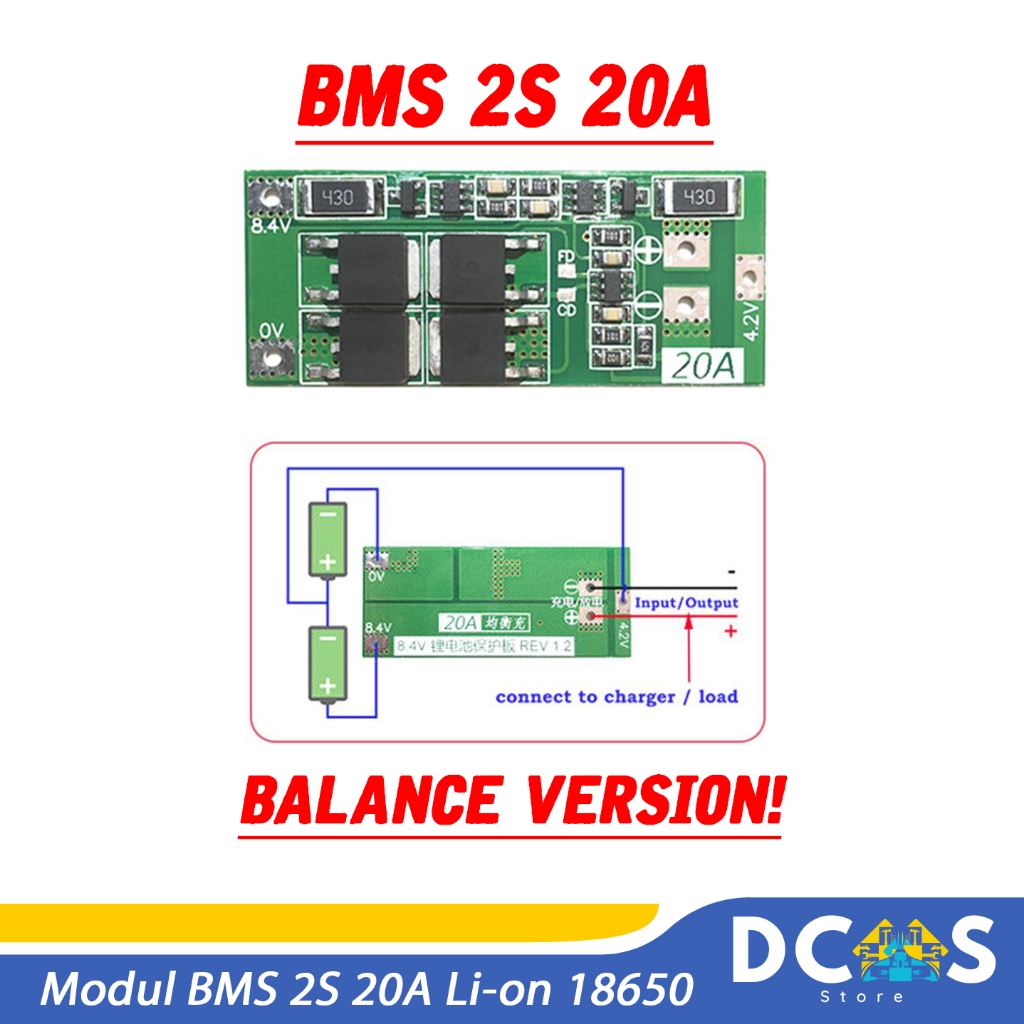 Lithium Battery 18650 2S 20A Charger BMS Protection Board Balance