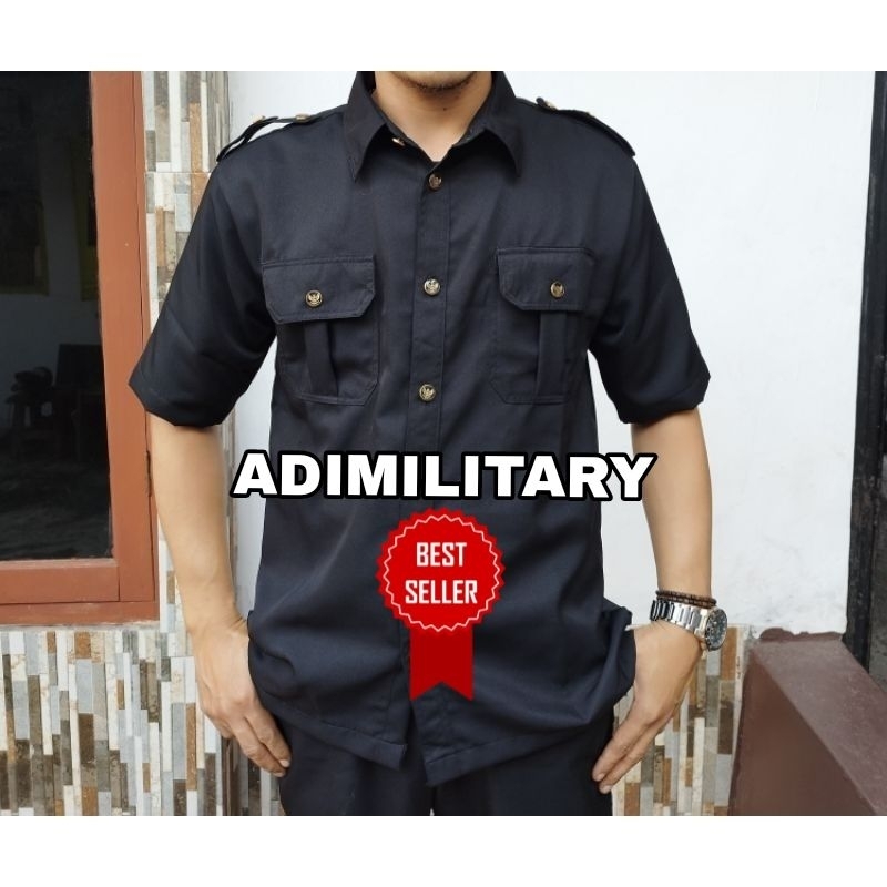 seragam safari hitam scurity Lengan panjang.seragam safari hitam scurity Lengan panjang(seragam safa