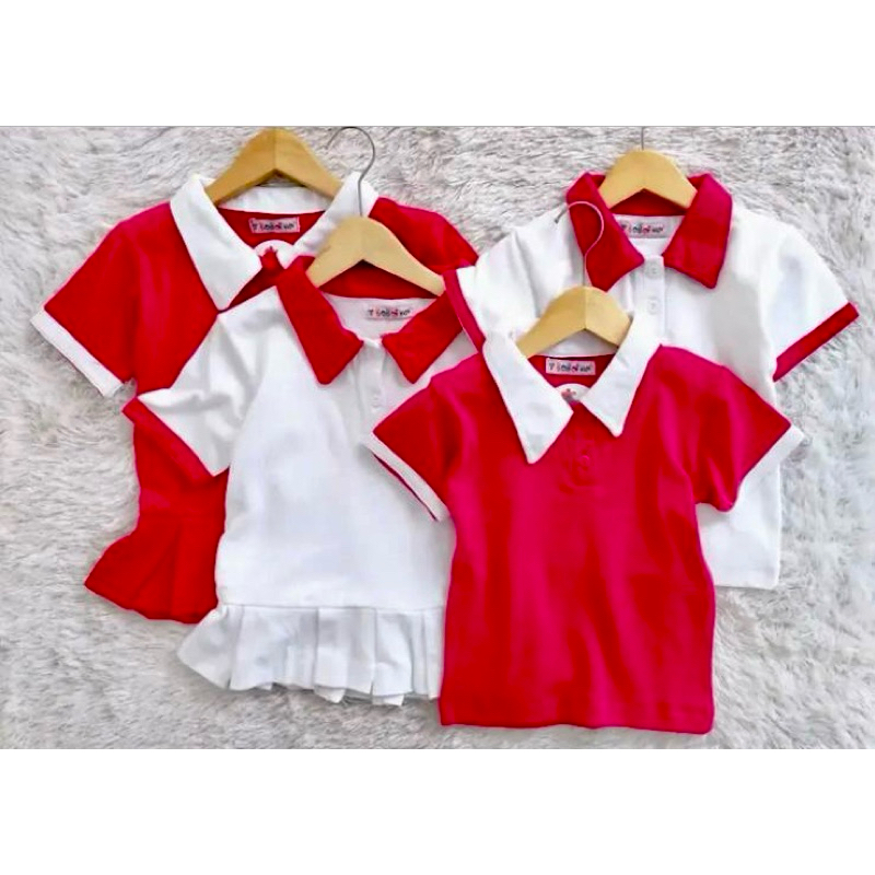 Baju kaos anak kerah merah putih baju anak merah putih