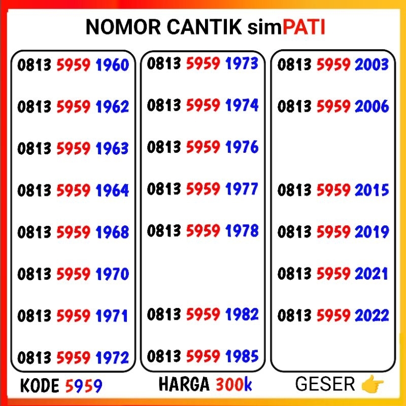 Nomor Cantik Telkomsel - kartu perdana simpati - no cantik telkomsel