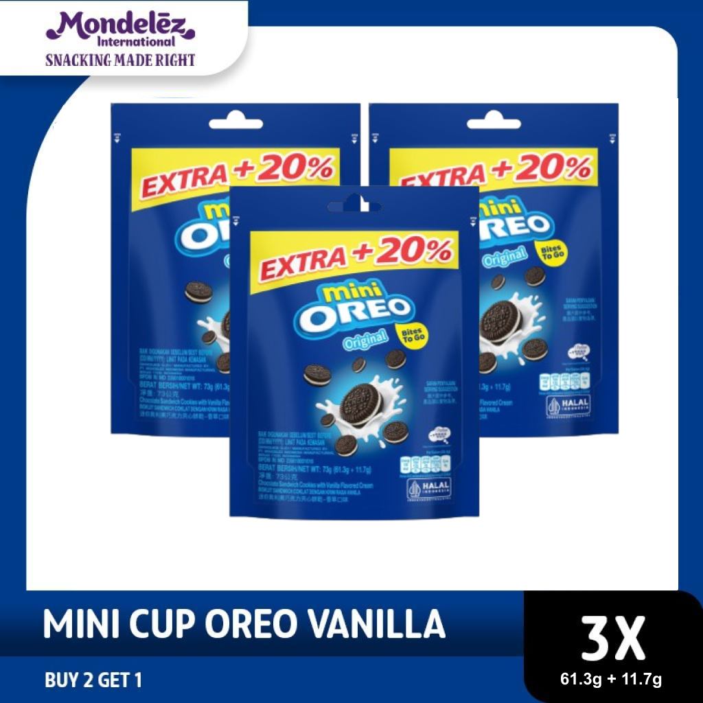 

Oreo Mini Biskuit Vanilla 61.3g Untuk Traveling - triple pack