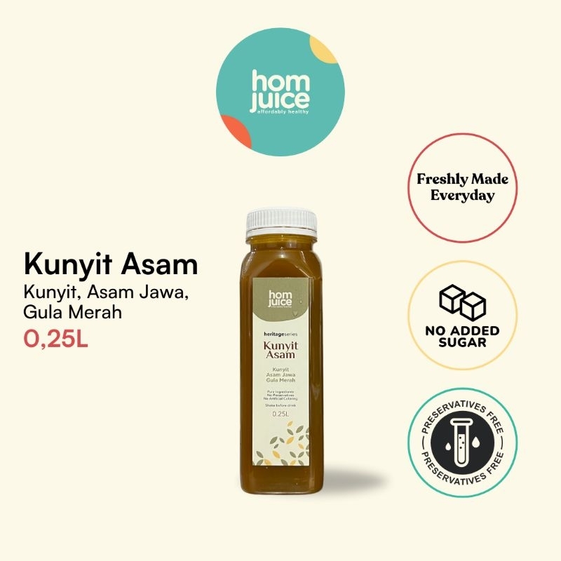 

Homjuice - Kunyit Asam 250 ml (Cold-Pressed Juice/Jus/Detox)