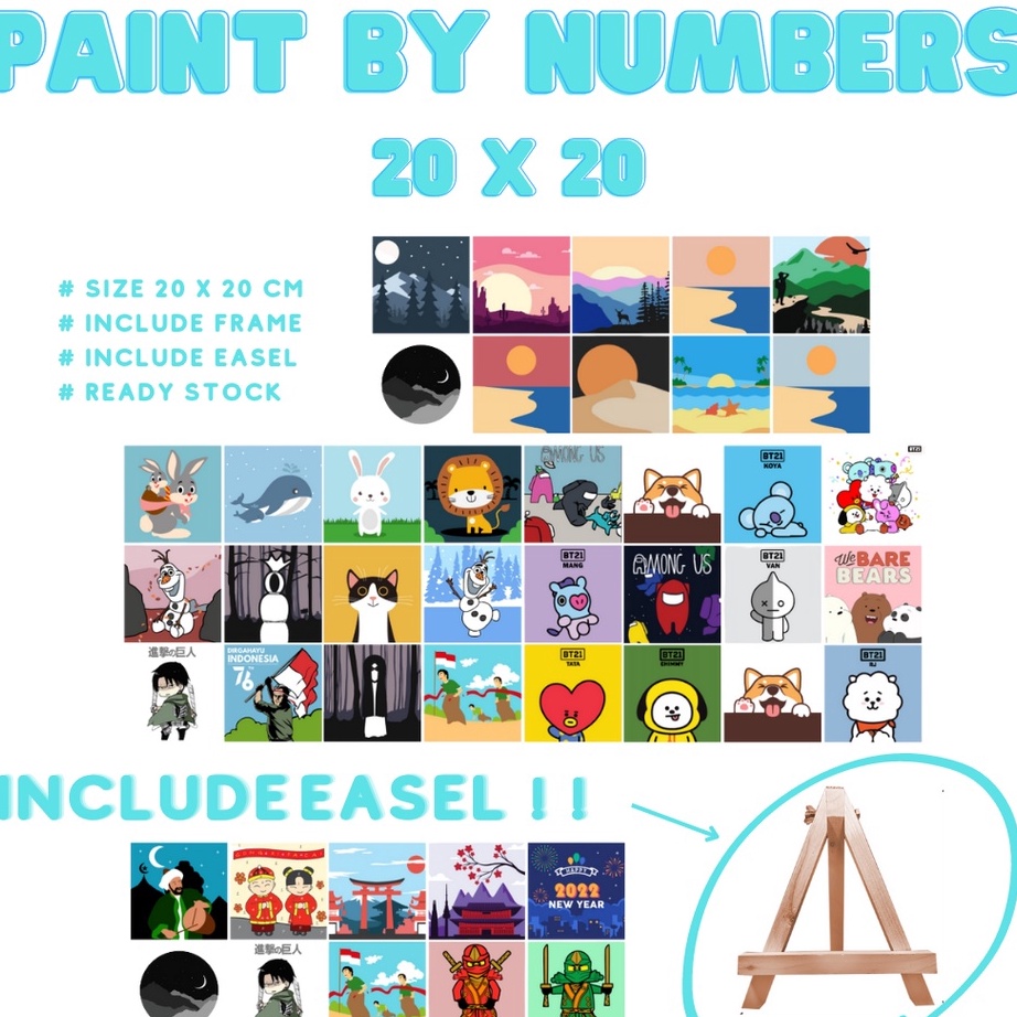 

TRENDING TERMASUK EASEL DIY Paint by Number Kit by Cocoartid Canvas Lukis Set Easel Lukisan