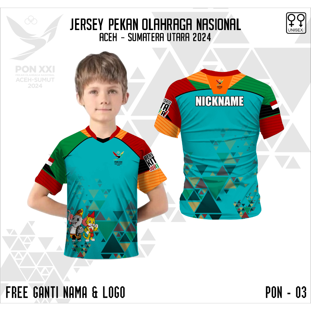 Kaos jersey PON Aceh XXI 2024 baju anak Pon aceh terbaru