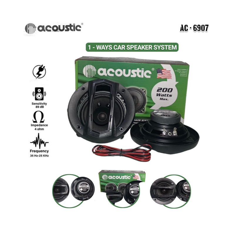 Speaker Pintu Mobil Coaxial 4 inch Acoustic AC - 6907 200 Watt