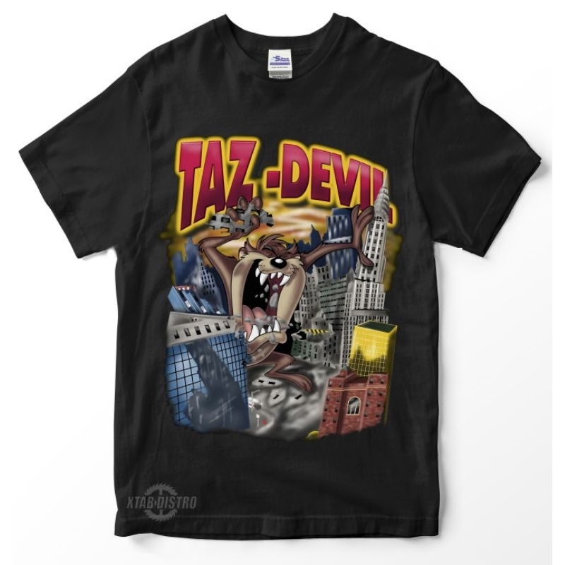 XTAB DISTRO Tshirt TAZ MANIA black tees vintage oversize kaos Tazmania Baju Tshirt