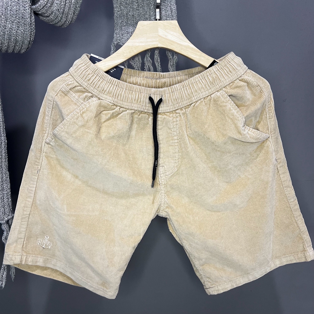 BERFIVE Celana Pendek Pria Broadshort Corduroy Terbaru Cream