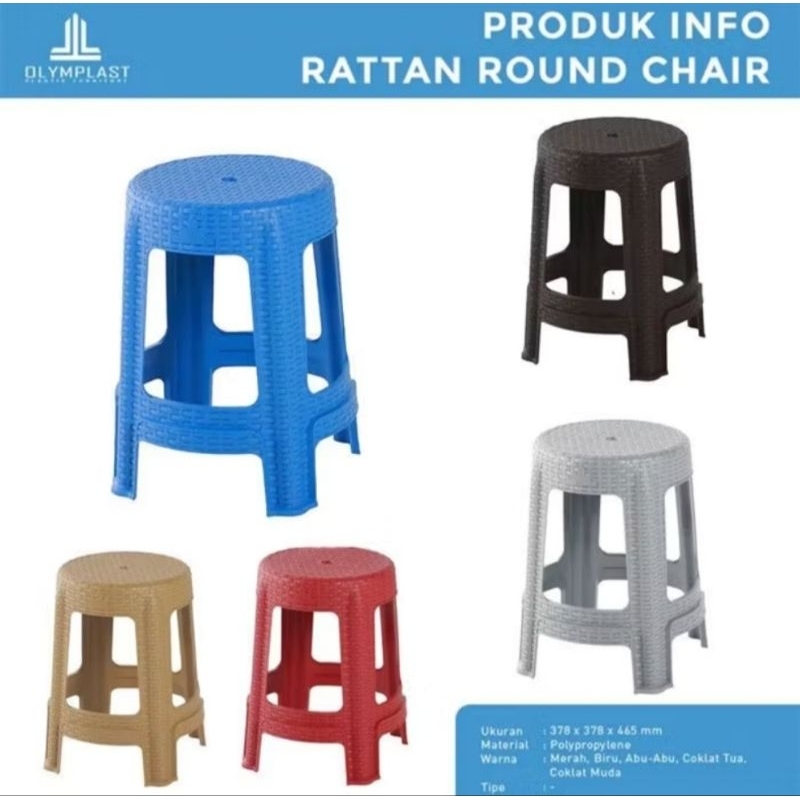 Kursi Bakso / Kursi Rotan Bulat Olymplast Round Chair Warna