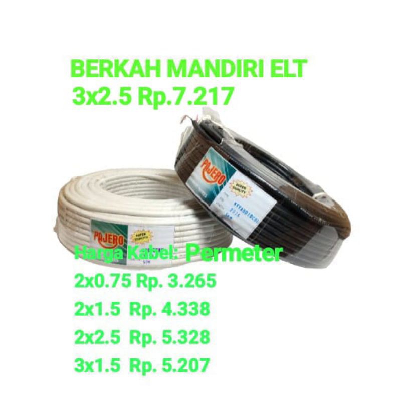 Kabel Listrik Serabut NYY/HYO 2x0.75/1.5/2.5 3x1.5 Hitam/Putih