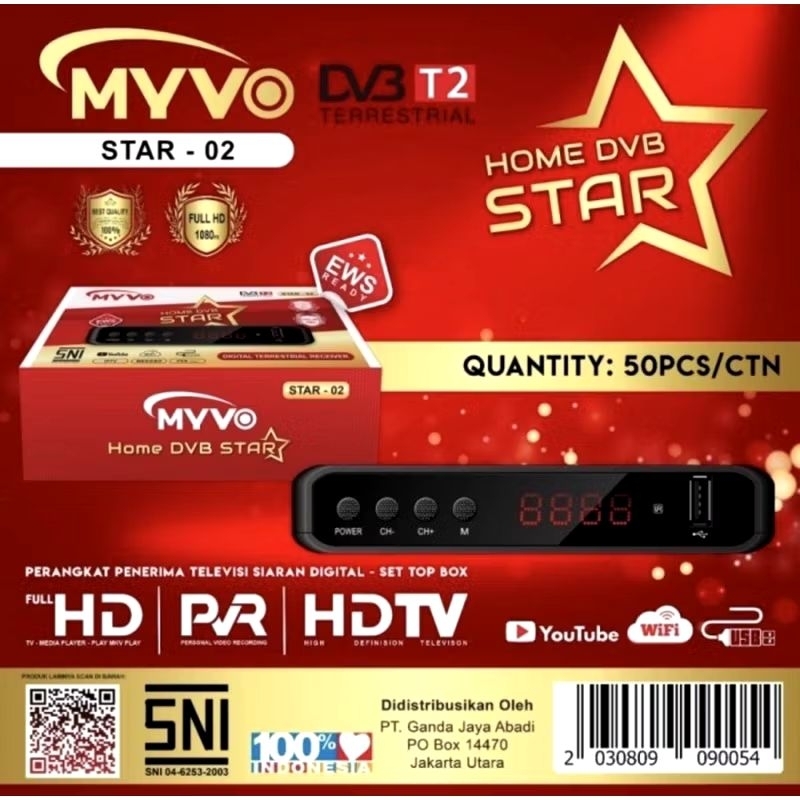 [Preloved] Set Top Box STB DVB-T2 Myvo Star 02 Fullset