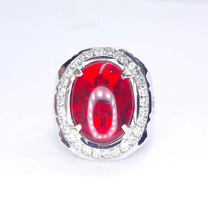 Cincin Batu Merah Siam Buff Cutting Merah Delima