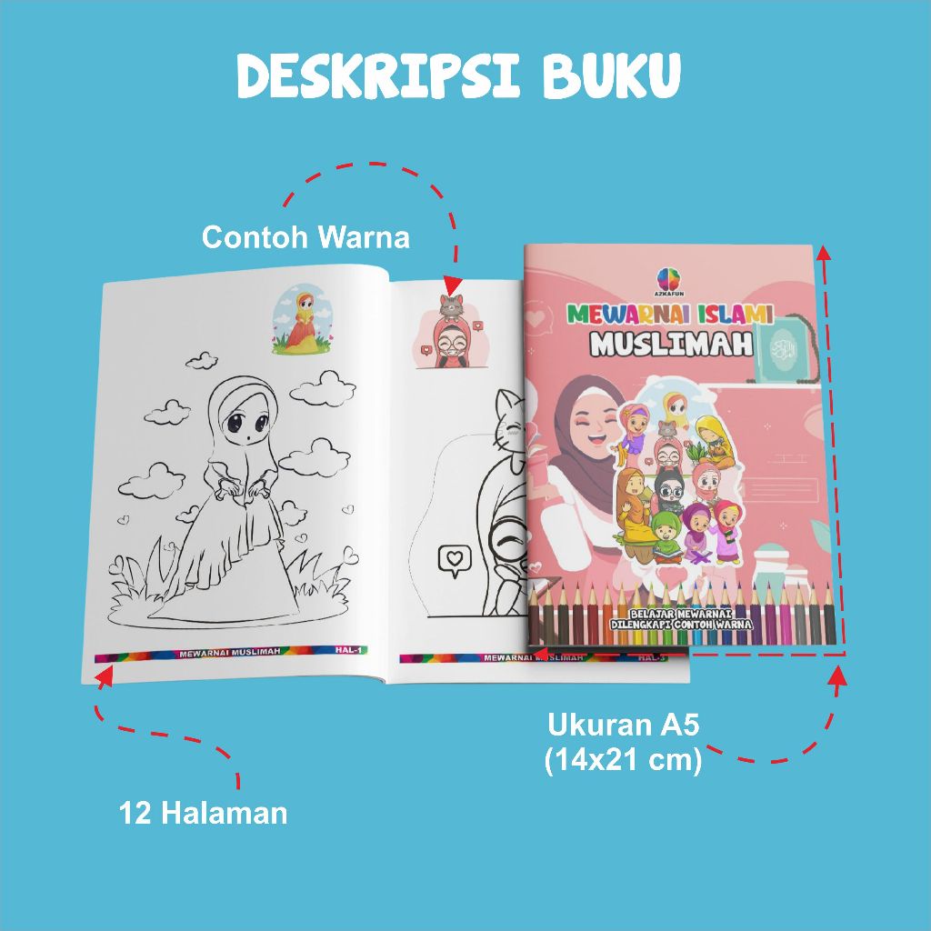 IK6 PAKET 8 BUKU MEWARNAI ISLAMI - buku mewarnai anak