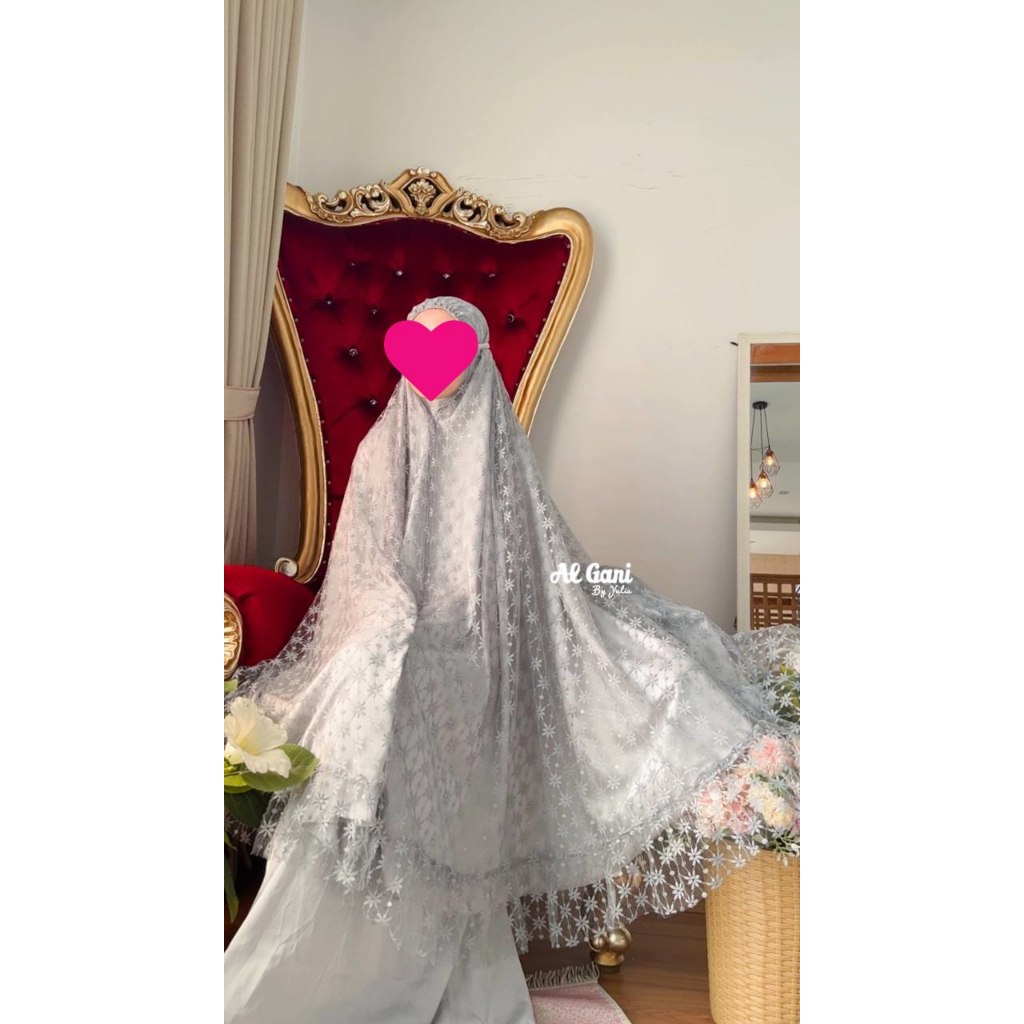 Mukena AL GANI Terbaru Brukat Renda cantik sage by alganibyyulia / Mukena Bordir / Mukena Mewah / Mu