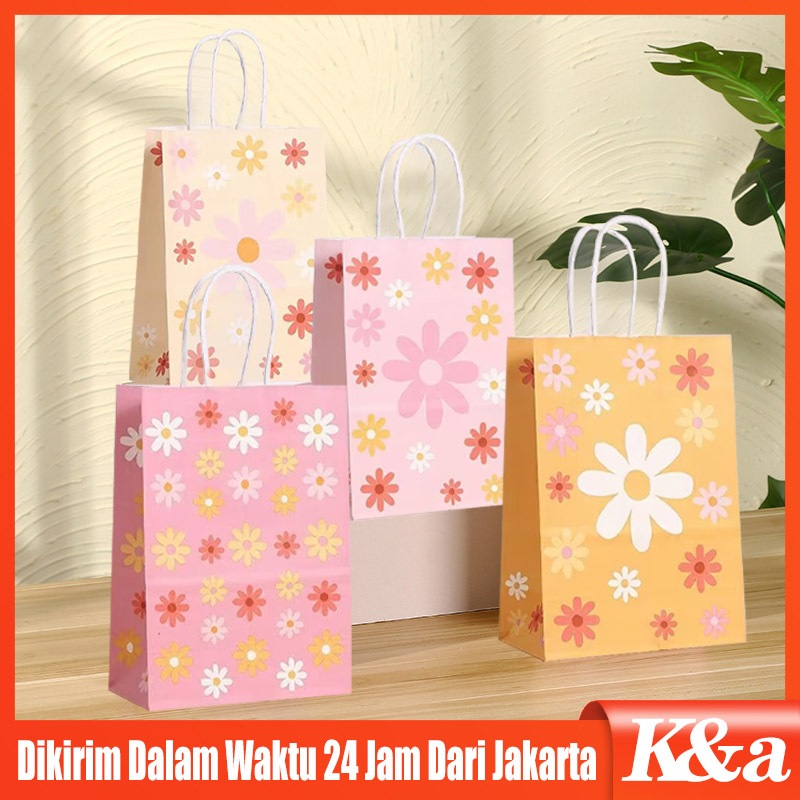 

Paper Bag Goodie Bag Tas Kado Hadiah Pesta Ulang Tahun Motif Daisy Bunga Matahari Paperbag