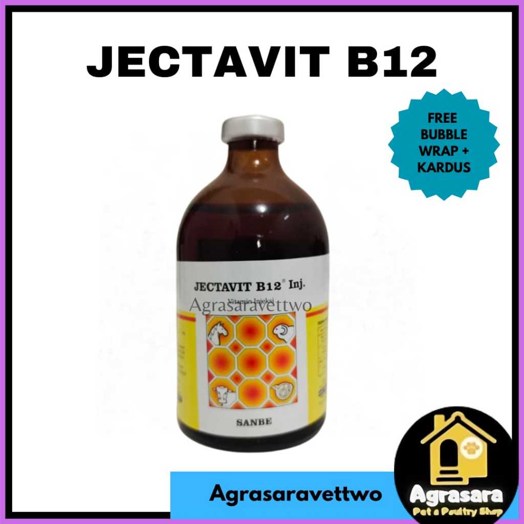 JECTAVIT B12 inj 100 ml - Vitamin B12 untuk Sapi, Domba, Kambing, Kuda, Babi, dan Kucing