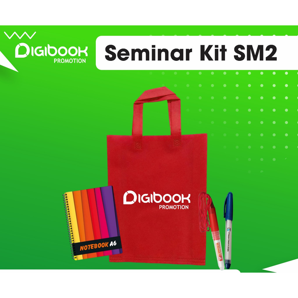 

Paket Seminar Kit Custom isi Tas Spundbund custom logo, Notebook Spiral A6, Pulpen Bossjell/BossTali | SM2