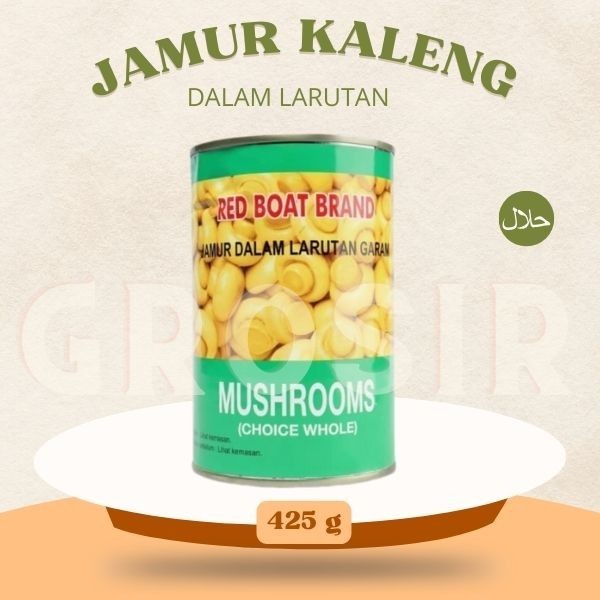 

JAMUR DALAM LARUTAN GARAM / Whole Mushrooms Red Boat Brand 425 GR