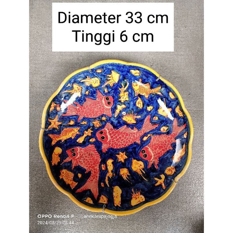 piring keramik lukis motif imari immari ikan untuk dekorasi hiasan dinding