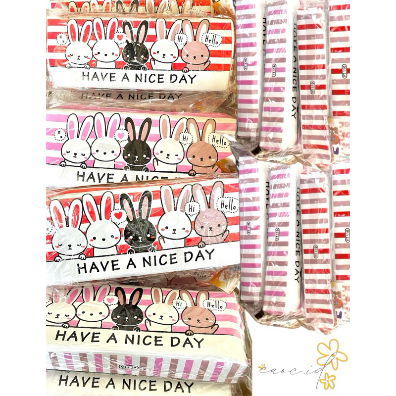 

Kotak Pensil Pensilcase Aesthetic Vintage Five Bunny Rabbit Stripes Lucu