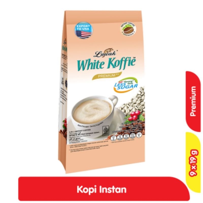 

Luwak White Koffie Premium Less Sugar - isi 9 PCS