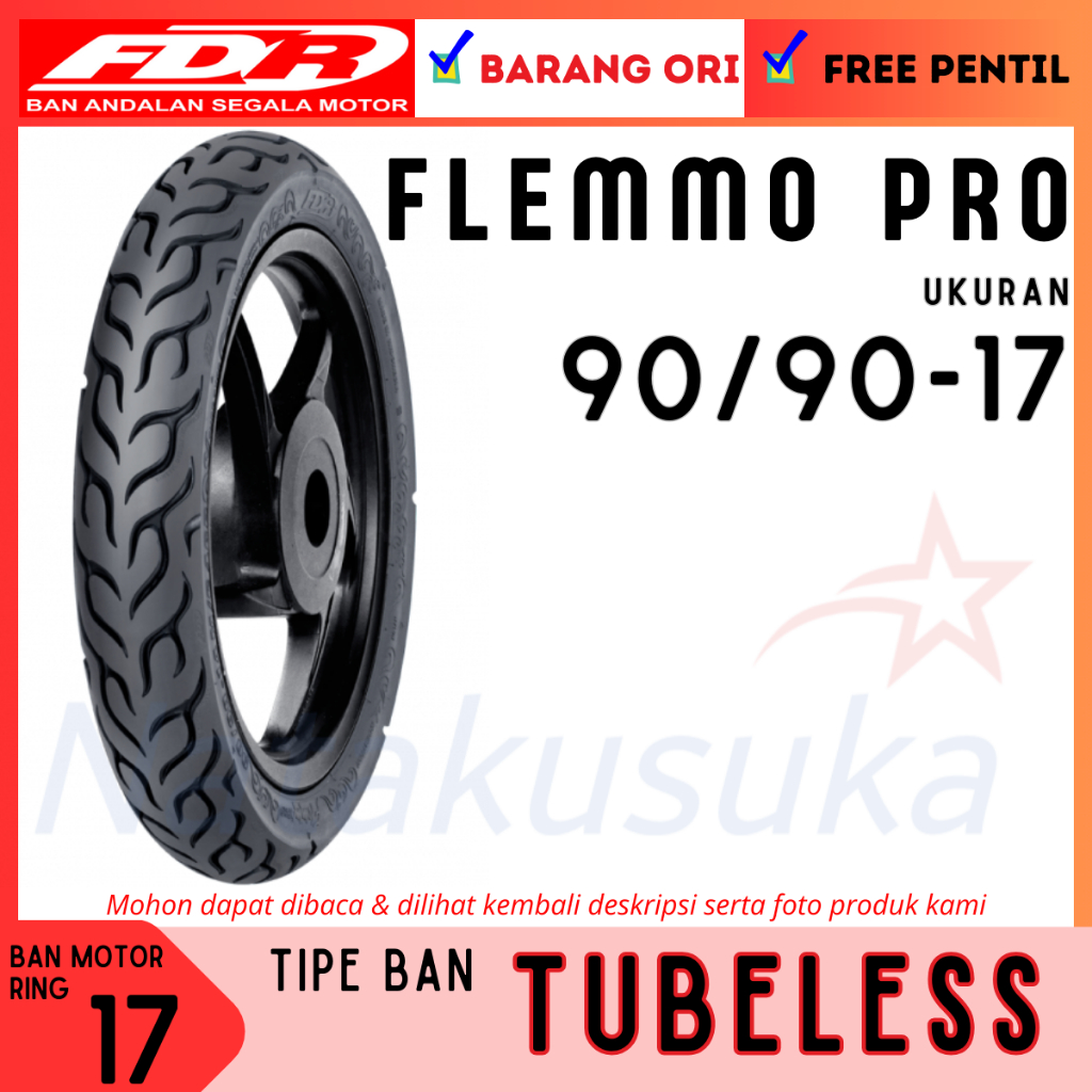 FDR Ban Motor Flemmo Pro 90/90-17 Tubeless TL Ban Motor Bebek