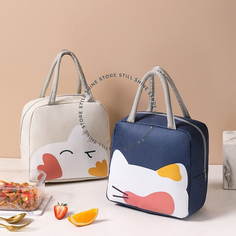 Tas Cooler Bag Tempat Wadah Lunch Boks Kotak Bekal Nasi Lauk Makan Siang Tahan Panas Portabel