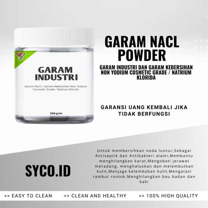 

Garam NaCl - Garam Industri dan Garam Kebersihan Non Yodium Cosmetic Grade / Natrium Klorida